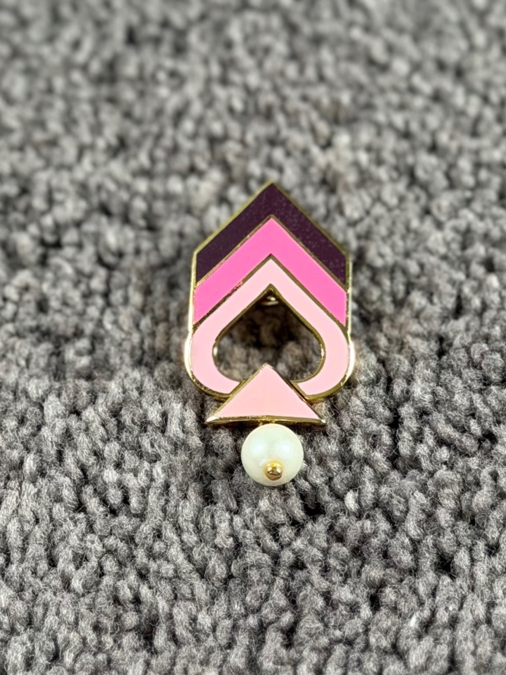 Kate Spade Future Heirloom Enamel Spade 1.75" Brooch Pin w/ Faux Pearl